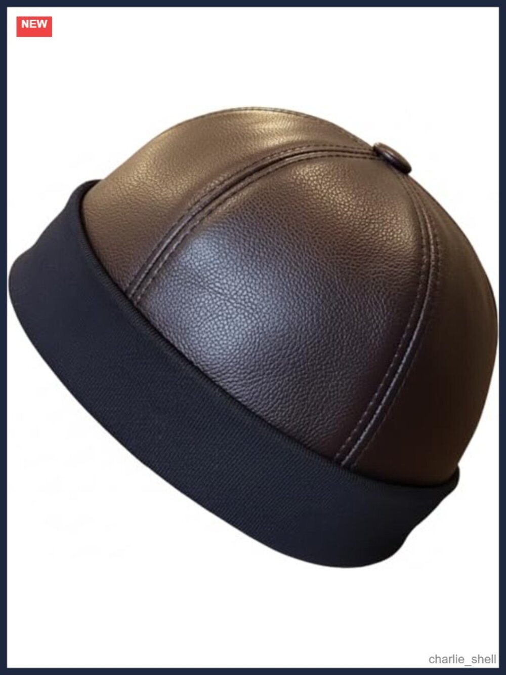 100% Sheepskin Leather Skull Cap Beanie Hat Windproof Water Resistant Men